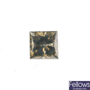 A square-shape 'brown' diamond, weighing 2.17cts,