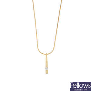 A 18ct gold diamond pendant and chain.