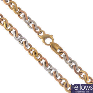 A 9ct gold fancy-link necklace.