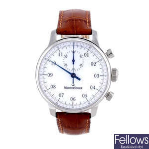 MEISTERSINGER - a gentleman's stainless steel Singular chronograph wrist watch.