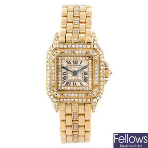 CARTIER - an diamond set 18ct yellow gold Panthere bracelet watch.