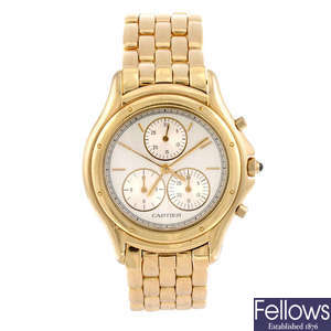 CARTIER - an 18ct yellow gold Cougar Chronoflex bracelet watch.