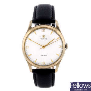 ROLEX - a gentleman's 9ct yellow gold Precision wrist watch.