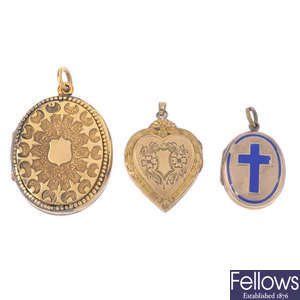 A selection of 9ct back and front and rolled gold lockets.