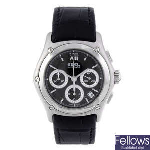 EBEL - a gentleman's stainless steel Classic Wave chronograph wrist watch.