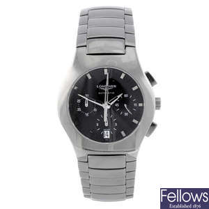 LONGINES - a gentleman's titanium Oposition chronograph bracelet watch.