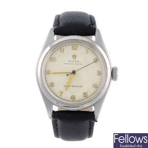 ROLEX - a mid-size stainless steel Oyster Royal wrist watch.