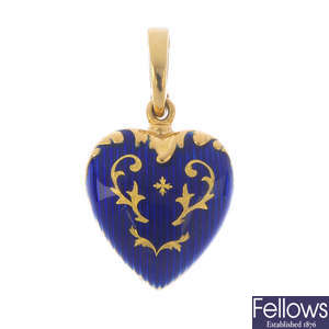 FABERGE -  an 18ct gold enamel heart pendant.