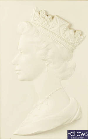 A Royal Worcester limited edition Queen Elizabeth plaque.