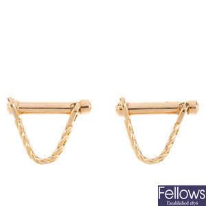 A pair of 18ct gold cufflinks.