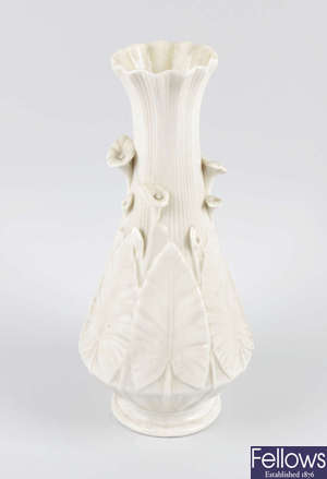 A Belleek porcelain vase.
