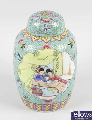 A Chinese porcelain jar and cover.