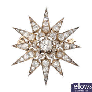 An early 20th century silver and gold, diamond star brooch.