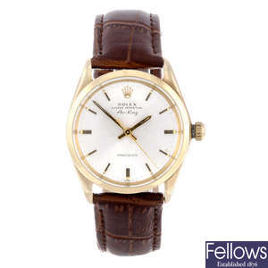 ROLEX - a gentleman's 9ct yellow gold Oyster Perpetual Air-King Precision wrist watch.