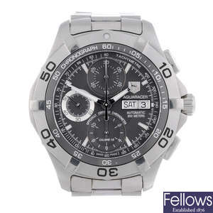 TAG HEUER - a gentleman's stainless steel Aquaracer chronograph bracelet watch.