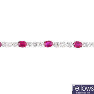 A Burma ruby and diamond bracelet, by Jahan.