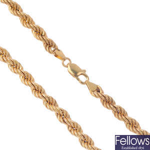A rope-twist necklace and bracelet set. 