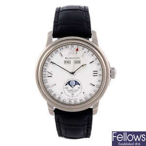 BLANCPAIN - a gentleman's 18ct white gold Leman Moon phase wrist watch.