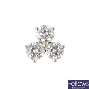 TIFFANY & CO. - a single platinum diamond stud earring.