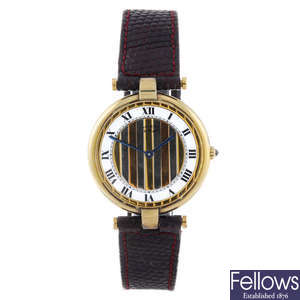CARTIER - a gold plated Must de Cartier Vendome wrist watch.