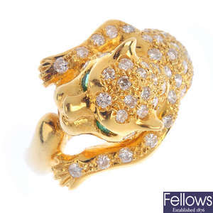 A diamond leopard ring. 