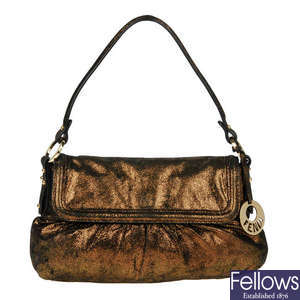 FENDI - a bronze metallic Chef Flap handbag.