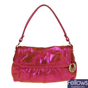 FENDI - a pink metallic Chef Flap handbag.