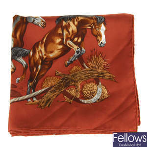 HERMÈS - a 'Les Mustangs' silk scarf.