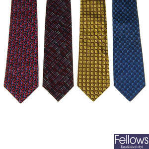 FENDI - four silk ties.
