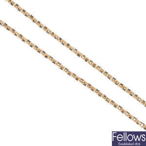 A Victorian 9ct gold longard chain.