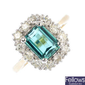 An apatite and diamond cluster ring.
