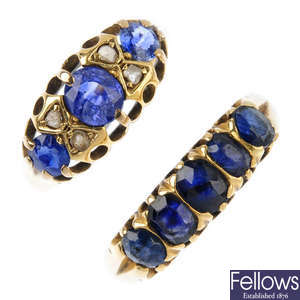 Two sapphire dress rings.