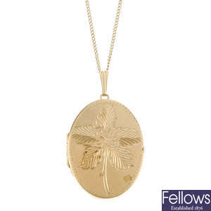 A 9ct gold locket with chain.