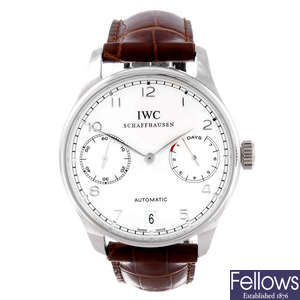 IWC - a limited edition gentleman's platinum Portuguese wrist watch.