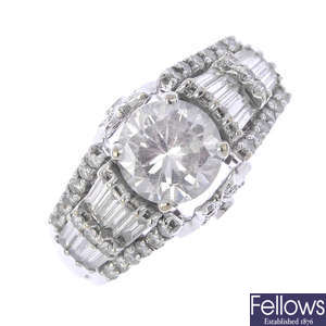 An 18ct gold cubic zirconia and diamond ring.