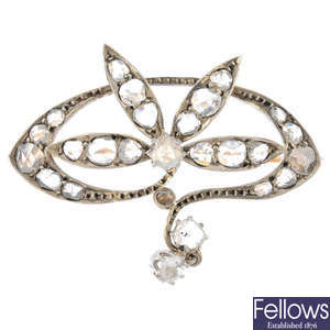 An early 20th century silver and gold diamond brooch, circa 1900.