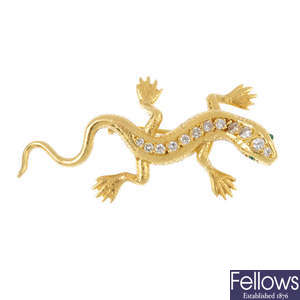 An 18ct gold diamond salamander brooch, by E Wolfe & Co.