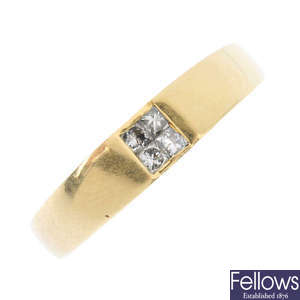 A gentleman's 18ct gold diamond band ring.