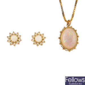 A selection of opal and gem-set jewellery.