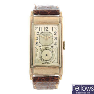 ROLEX- a gentleman's Prince 9ct gold wrist watch.