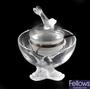 A good post-war Lalique glass ‘Igor’ caviar bowl and stand