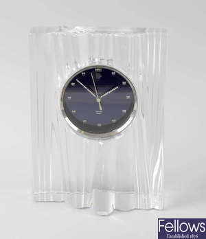 A modern French Daum (Nancy) lead crystal glass mantel clock