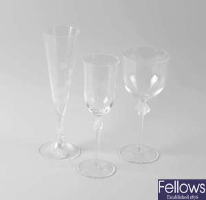 Five pairs of Lalique wine and champagne glasses