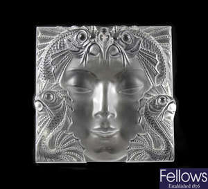 ‘Masque de Femme’, a large and impressive modern Lalique frosted crystal glass panel