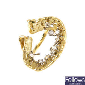 JOHN DONALD (attributed) - a 1970's 18ct gold diamond dress ring.