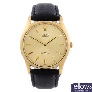 ROLEX - a gentleman's yellow metal Cellini wrist watch.