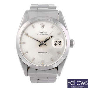 ROLEX - a gentleman's stainless steel Oysterdate Precision bracelet watch.