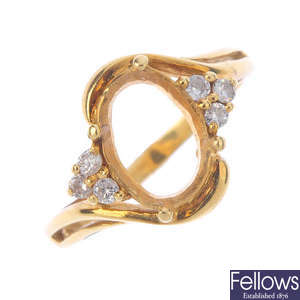 An 18ct gold diamond ring mount.