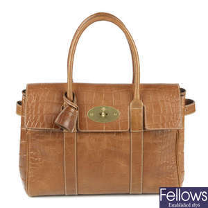 MULBERRY - an embossed oak leather Bayswater handbag.