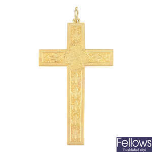 A late Victorian 18ct gold cross pendant.